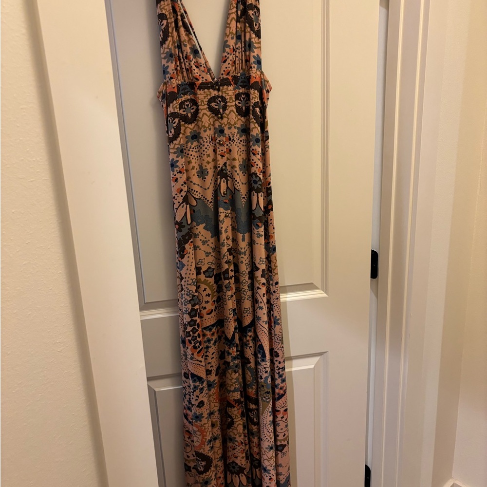 Free People Floral Maxi Dress - Blue and Pink